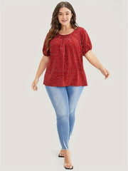 Dot Print Puff Sleeve Shirt Top