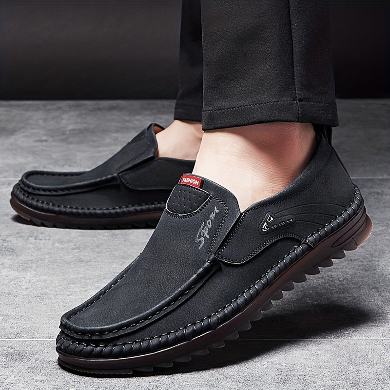 Men's Leather Slip On Loafer Shoes Lightweight Non slip Casual Shoes