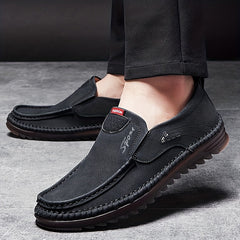 Men's Leather Slip On Loafer Shoes Lightweight Non slip Casual Shoes