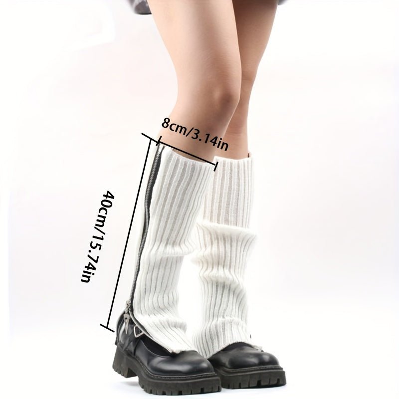 Knitted Zipper Leg Warmers Warm All match Socks