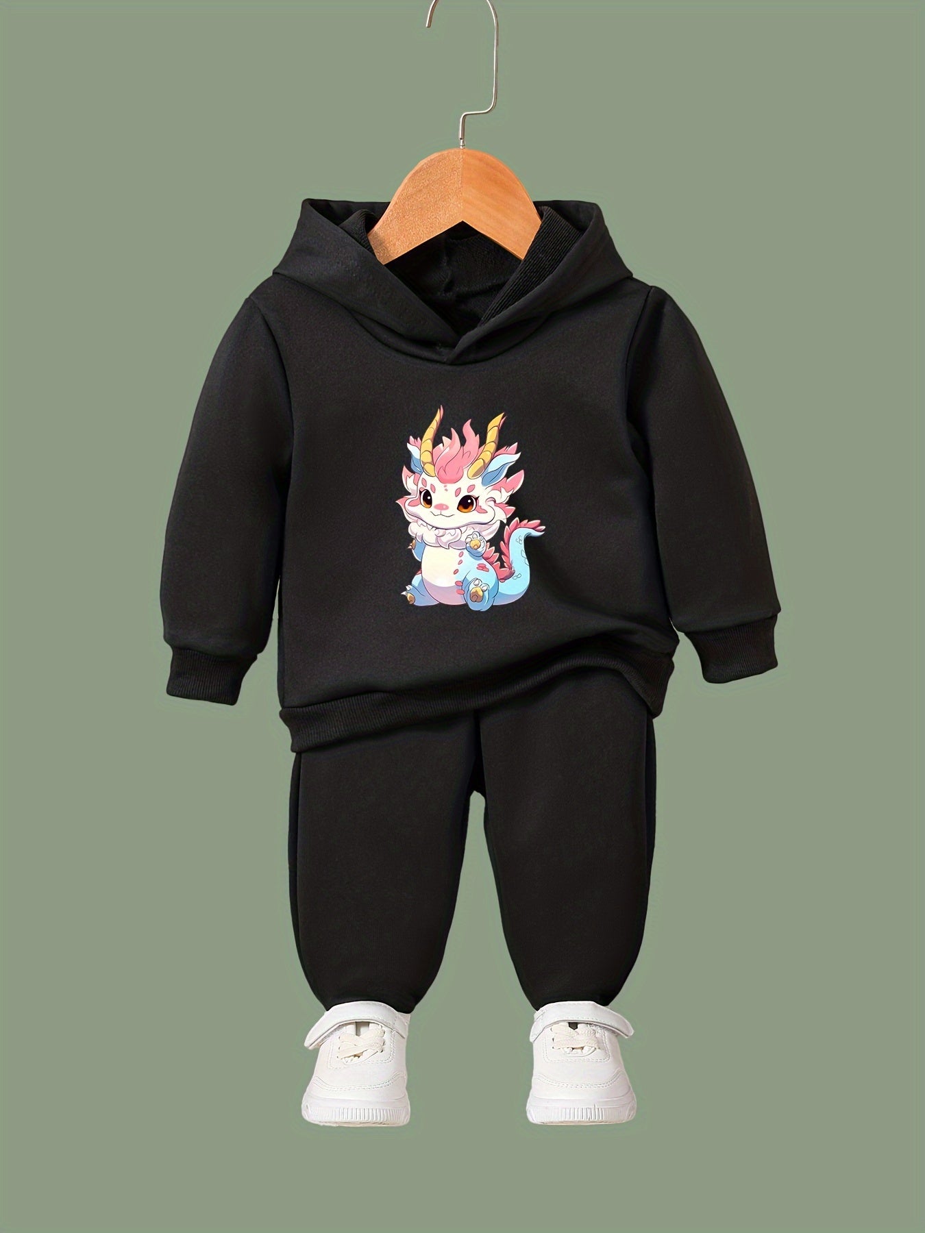 Dragon Graphic 2pcs Set Girls Casual Comfy Breathable Activewear Set
