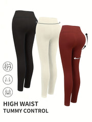 3pcs Ribbed Butt Lifting Leggings High Waist Yoga Pants