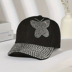 Rhinestone Butterfly Dad Cap for Women