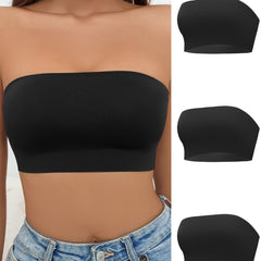 3pcs Seamless Strapless Bandeau Bras Soft Stretch Everyday Bra Women's Lingerie