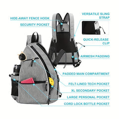 Large Capacity Pickleball Bag with Padded Shoulder Strap