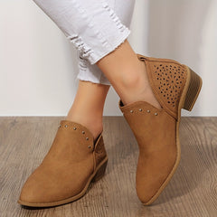 Women's Point Toe Chunky Low Heel Ankle Boots
