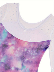 Girls Sequin Long Sleeve Starry Sky Leotard for Ballet Dance