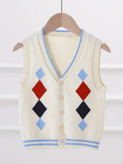 Boys College V Neck Knitted Sleeveless Fitness Sweater Vest
