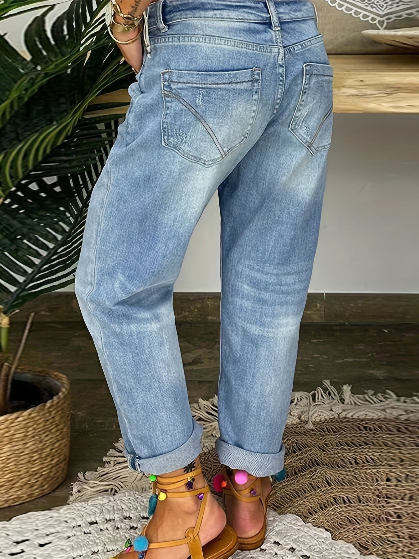 Cut Out Denim Pants