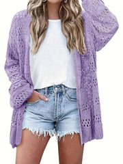 Casual Open Front Cut Out Cardigan for Women