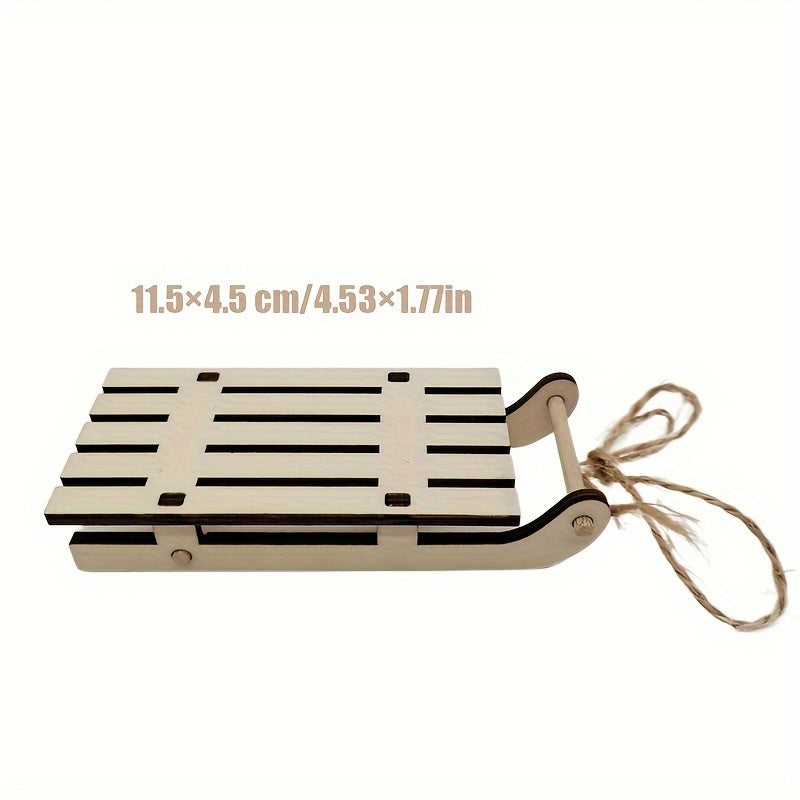 Christmas Wooden Crafts DIY Mini Sleigh Desktop Ornaments