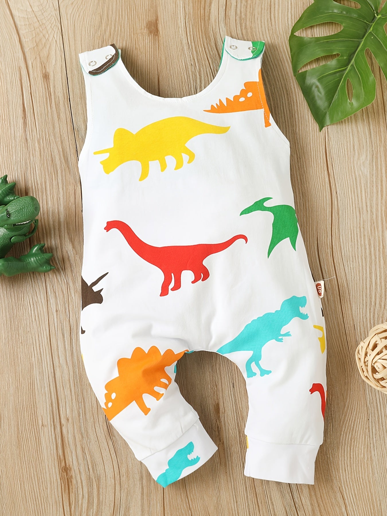 Dinosaur Print Romper Sleeveless Jumpsuit for Baby