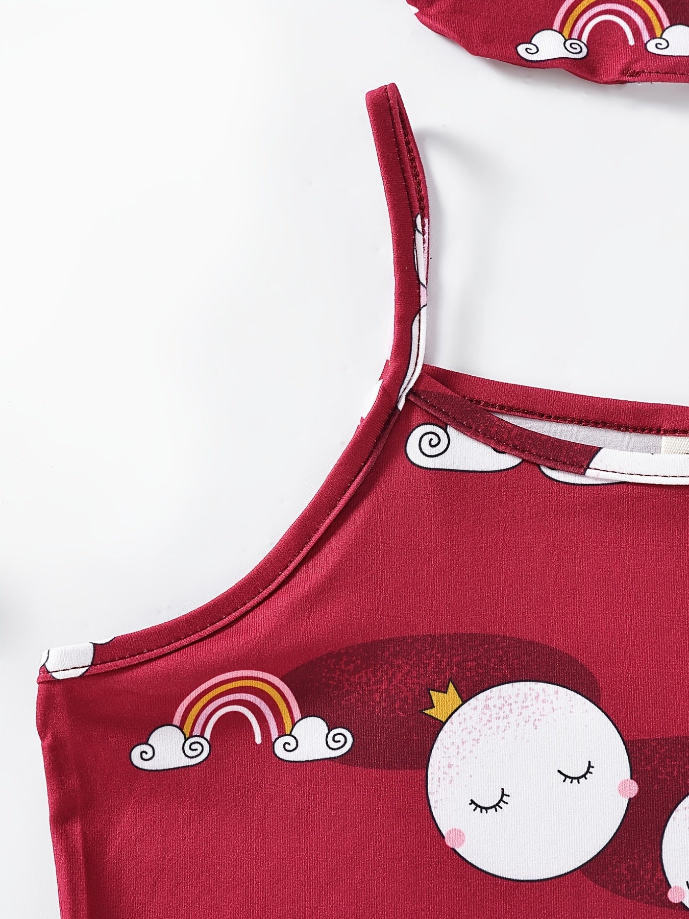 Girls Rainbow Moon Pajamas Set with Cami Top & Shorts