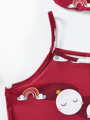 Girls Rainbow Moon Pajamas Set with Cami Top & Shorts