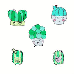 Green Plant Prickly Pear Pattern Brooch Funny Bag Accessories Girls Hat Jewelry