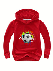 Boys Football Print Hooded Sweatshirt
