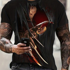 Men's Horror Pattern Print Short Sleeve T-shirt