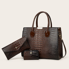 Crocodile Pattern Tote Bag Faux Leather Shoulder Bag with Zipper