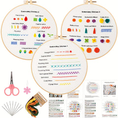 Embroidery Starter Kit Adults Embroidery Cloth Hoop Thread Needles Instruction