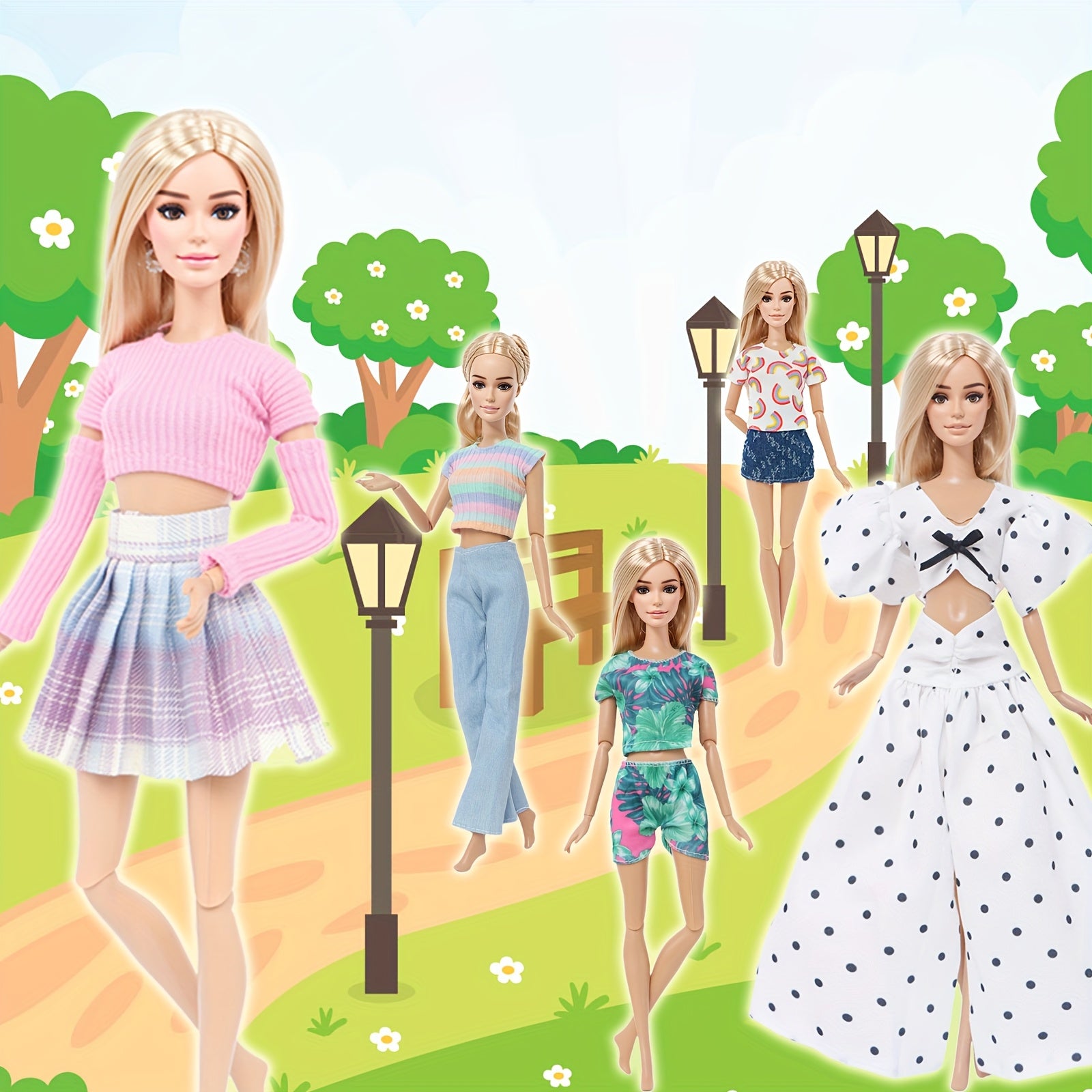 5-Piece Doll Clothes and Accessories Set for 11-8 Inch Girl Doll