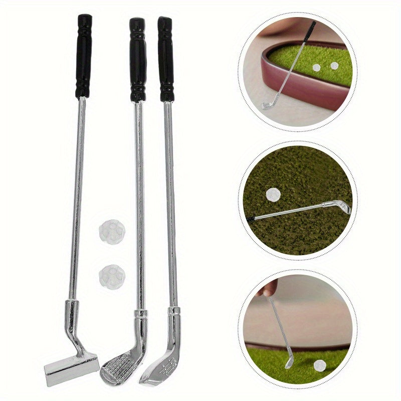 1:12 Scale Golf Club Set Metal Mini Golf Ball Rods Dollhouse Prop Accessories