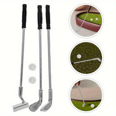 1:12 Scale Golf Club Set Metal Mini Golf Ball Rods Dollhouse Prop Accessories