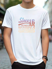 Retro Letter Print Men's Graphic T-Shirt for Summer