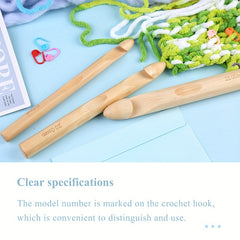 13pcs Wooden Handle Crochet Hooks Set 25 20 15mm Bamboo Knitting Needles