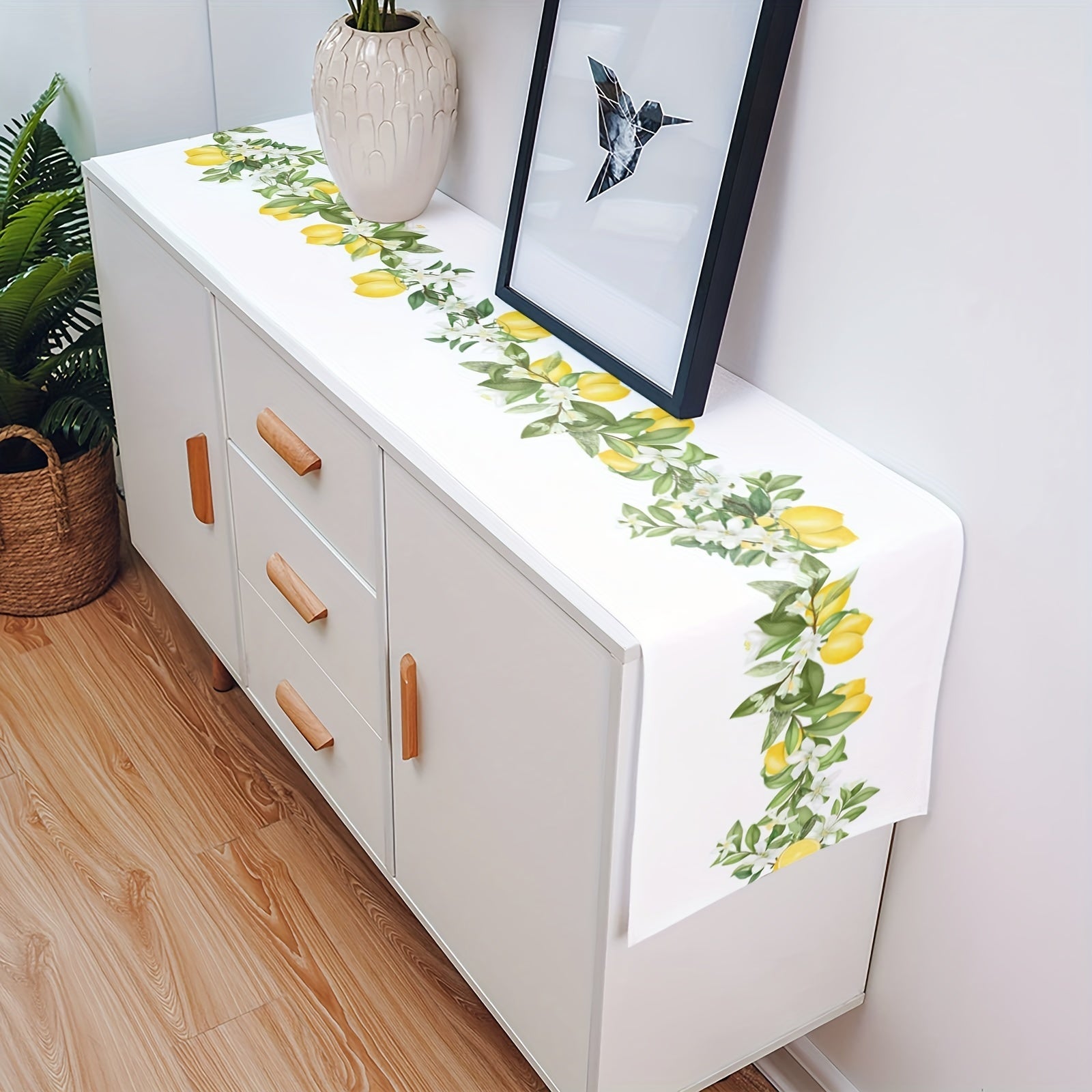 Rustic Lemon Burlap Linen Table Runner 33x182cm