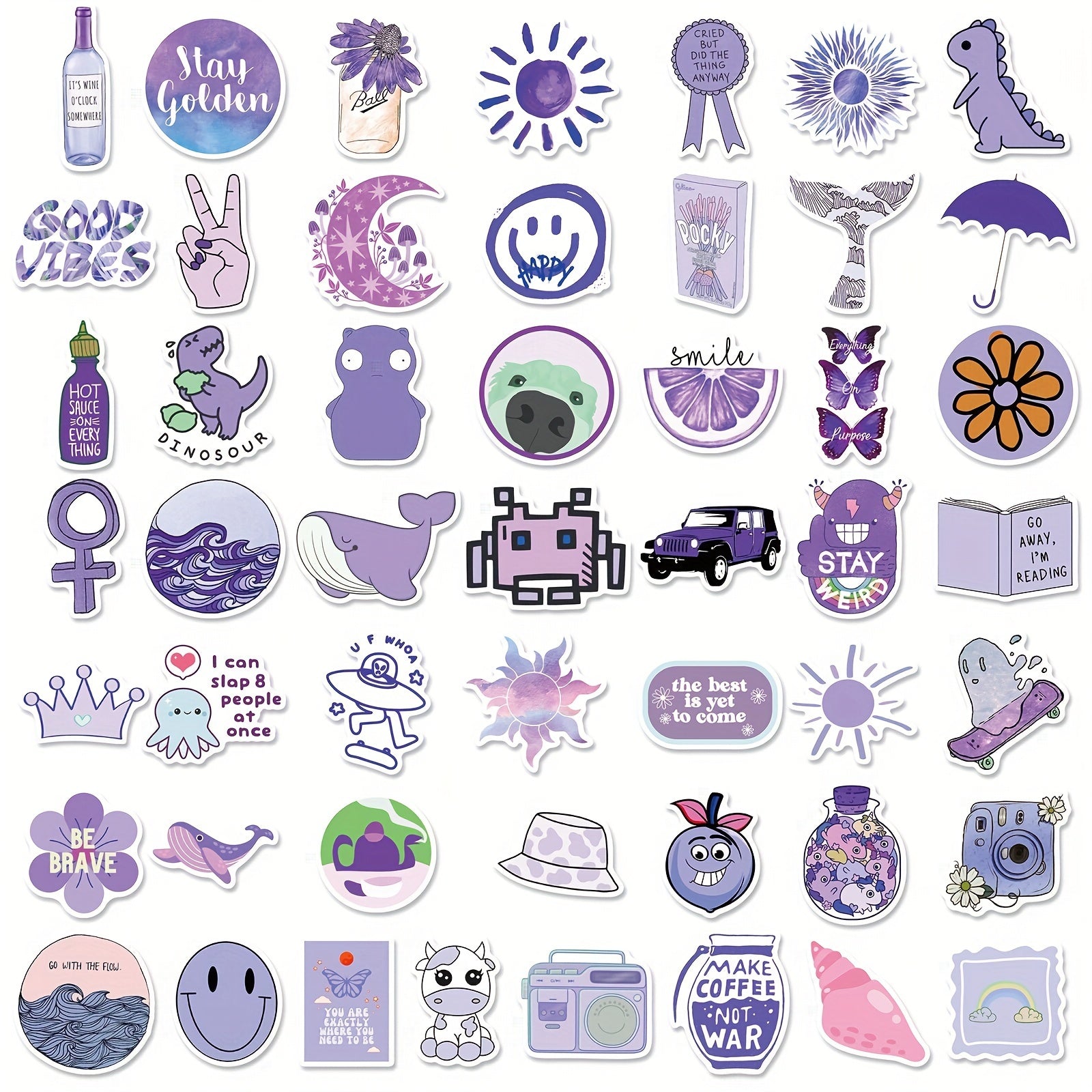 100pcs Purple VSCO Waterproof Stickers for Water Bottles Laptop Phone