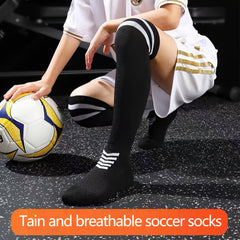 Breathable Anti Slip Soccer Socks with Thick Towel Bottom - Size US 6-10