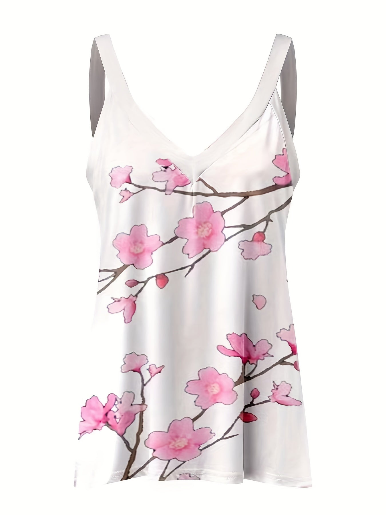 Floral Print Cami Top V Neck Summer Sleeveless