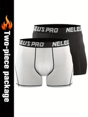 2pcs Men's Compression Shorts With Pocket Quick Dry High Stretch Base Layer