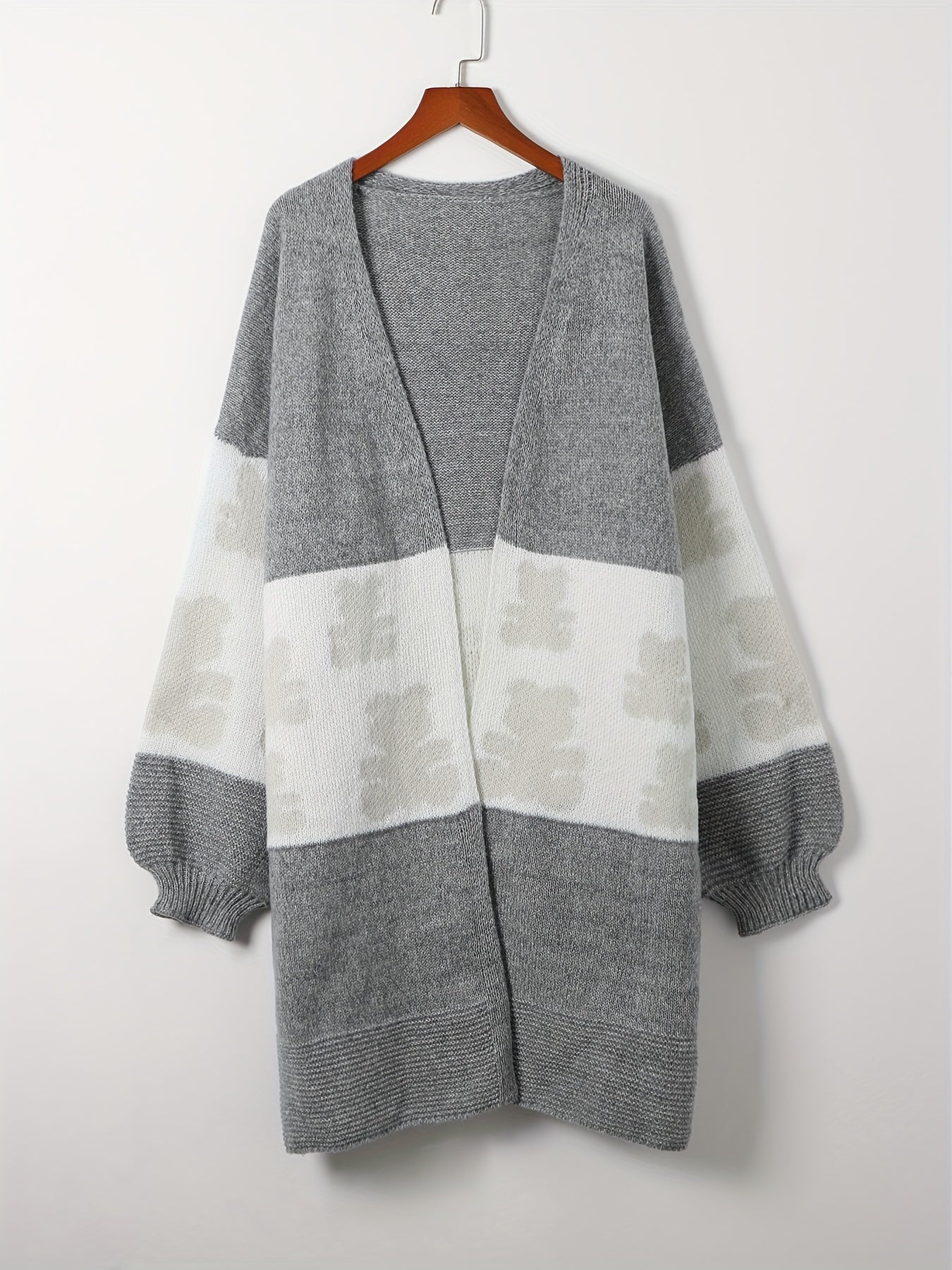 Colorblock Bear Print Cardigan