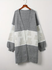 Colorblock Bear Print Cardigan