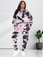 Tie Dye Co-ord Set Women's Casual Sweatshirt & Sweatpants