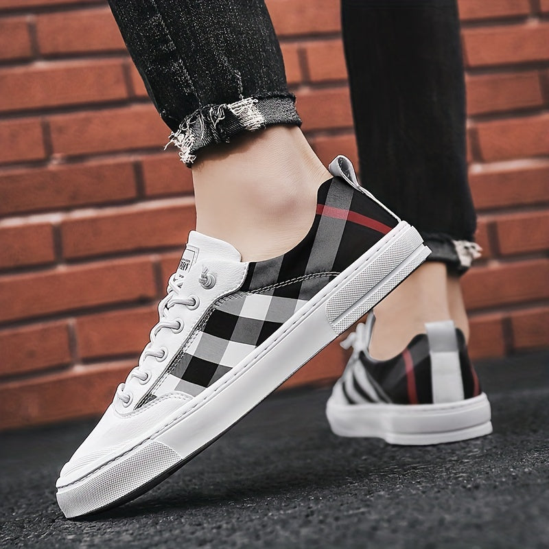 Plaid Skate Shoes Non Slip Sneakers Men's Footwear