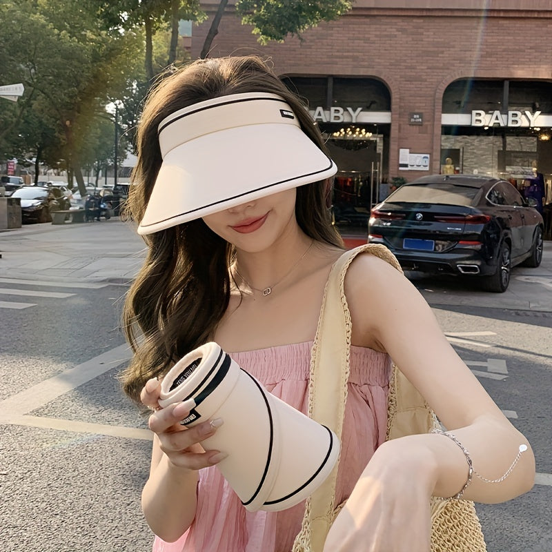 Foldable Wide Brim Visor Hat UV Protection Travel Beach Hats For Women