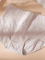 4 Pcs Solid Briefs High Rise Stretchy Intimates Panties