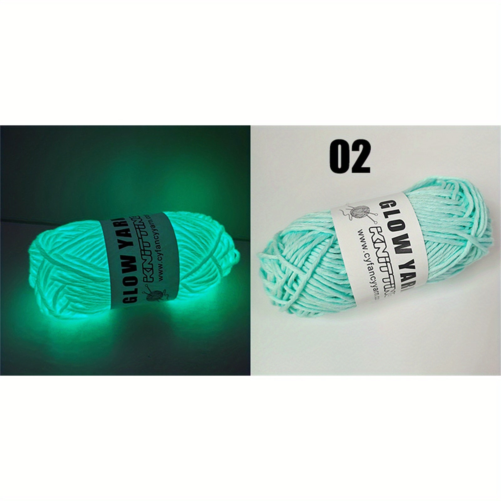 2 Skeins Glow In The Dark Yarn Polyester Luminous Glowing Yarn DIY Hand Knitting