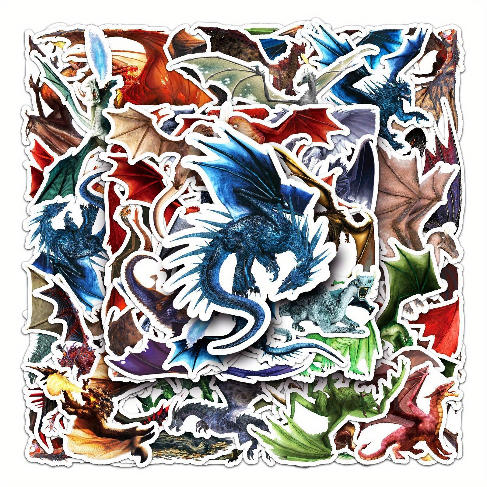 50pcs Dragon Stickers DIY Toys Wall Laptop Phone Waterproof Stickers