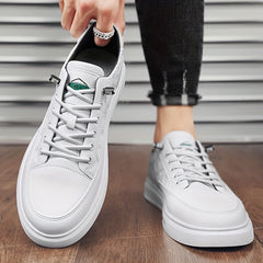 Men's Lace-up Sneakers PU Leather Skate Shoes with Traction