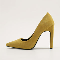 Suedette Pattern Stiletto Heel Slip On Point Toe Shoes