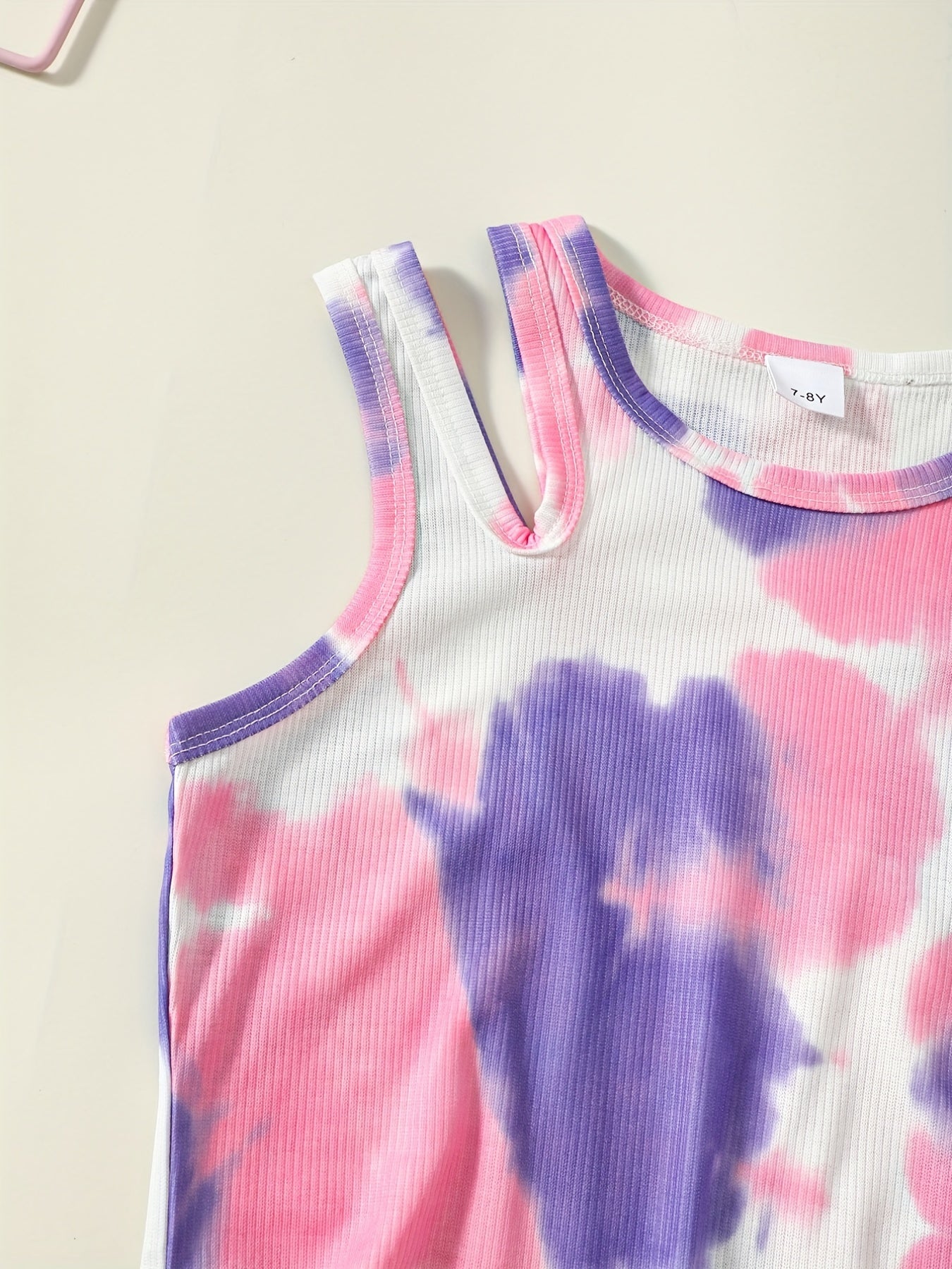 Girls Tie Dye Sleeveless Dress Round Neck Off Shoulder Bag Hip Dress