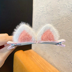 Cat Ears Plush Bangs Clip Hair Clips Hair Accessories for Girls