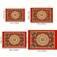 Boho Anti Fatigue Kitchen Rugs Red Vintage Absorbent Non Slip Rugs