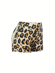 Bull Skull & Leopard Print Skinny Shorts for Women