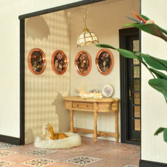 1:12 Dollhouse Wall Decoration Murals Rose and Cat Still Life Paintings