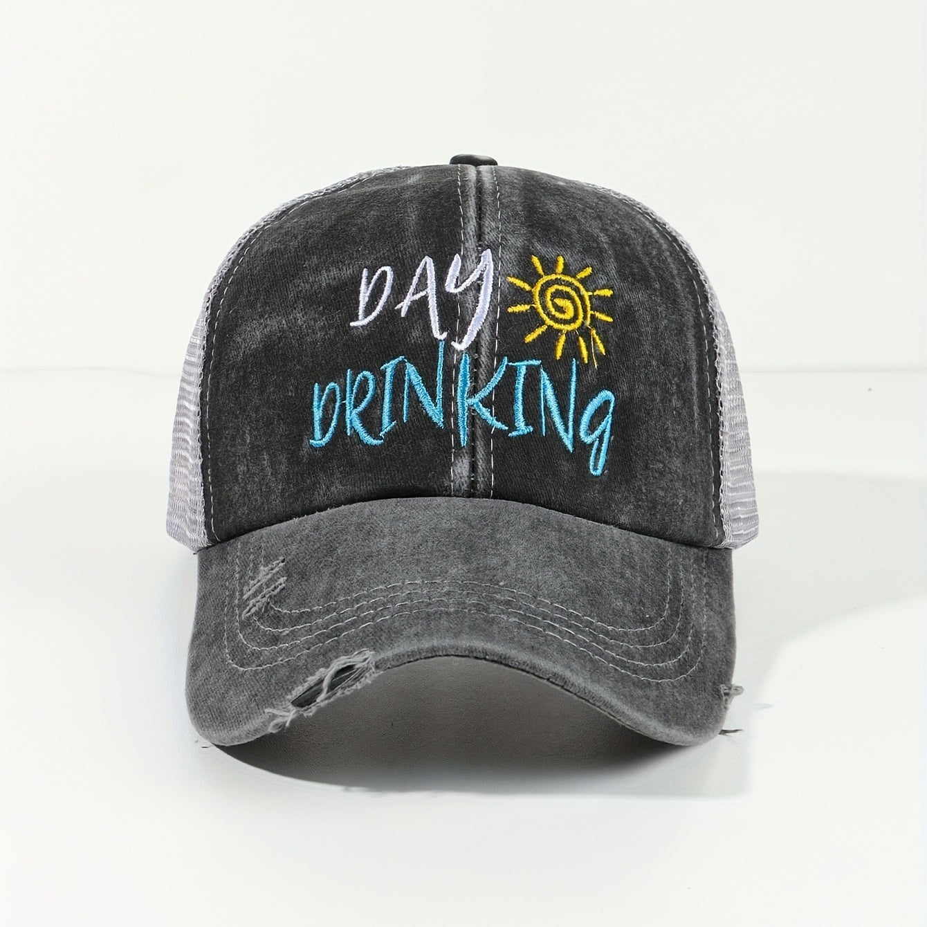 Distressed Ponytail Baseball Cap for Women