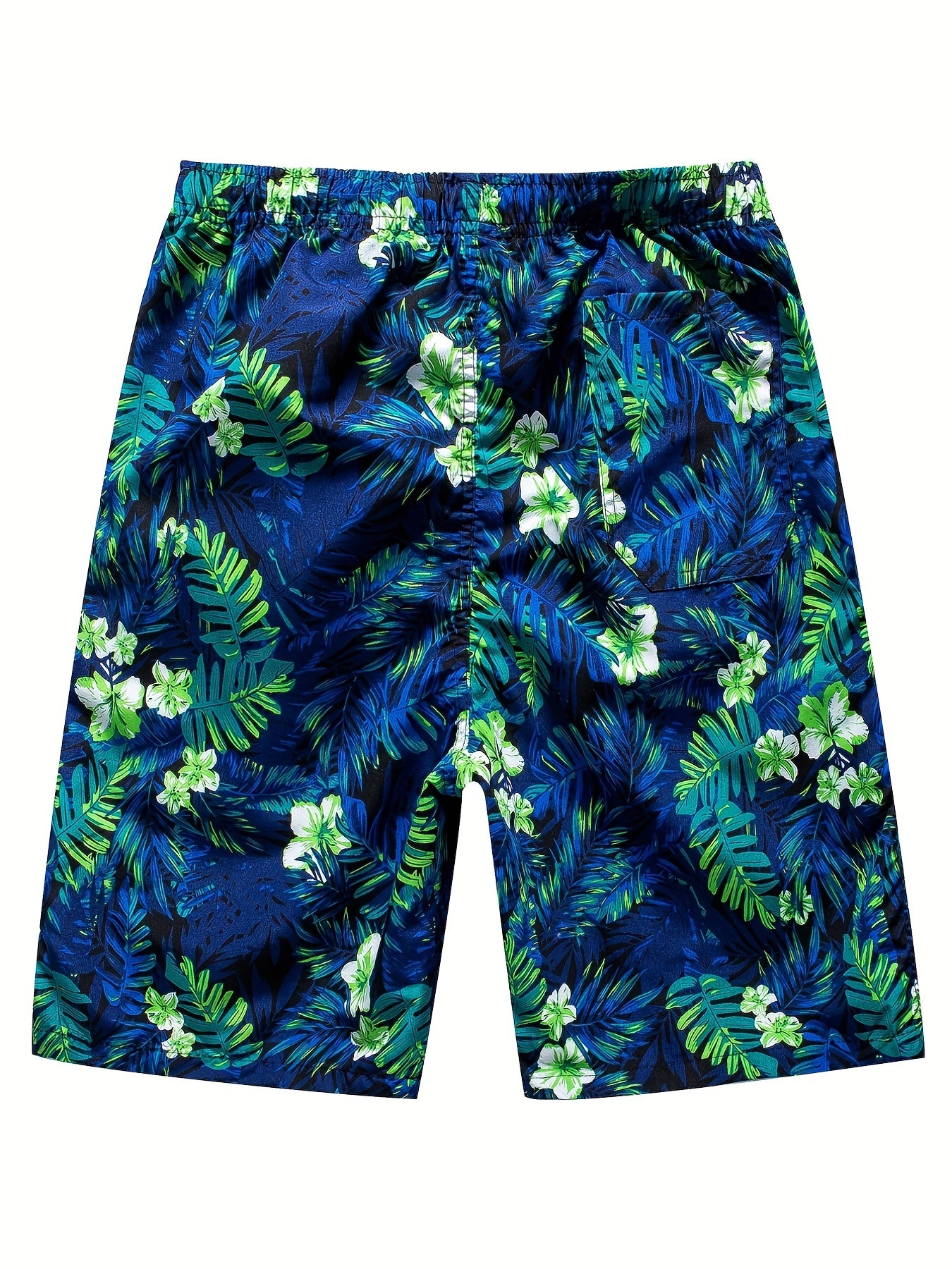 Leaf & Flower Pattern Swim Trunks Quick Dry Beach Shorts Men's Swimwear